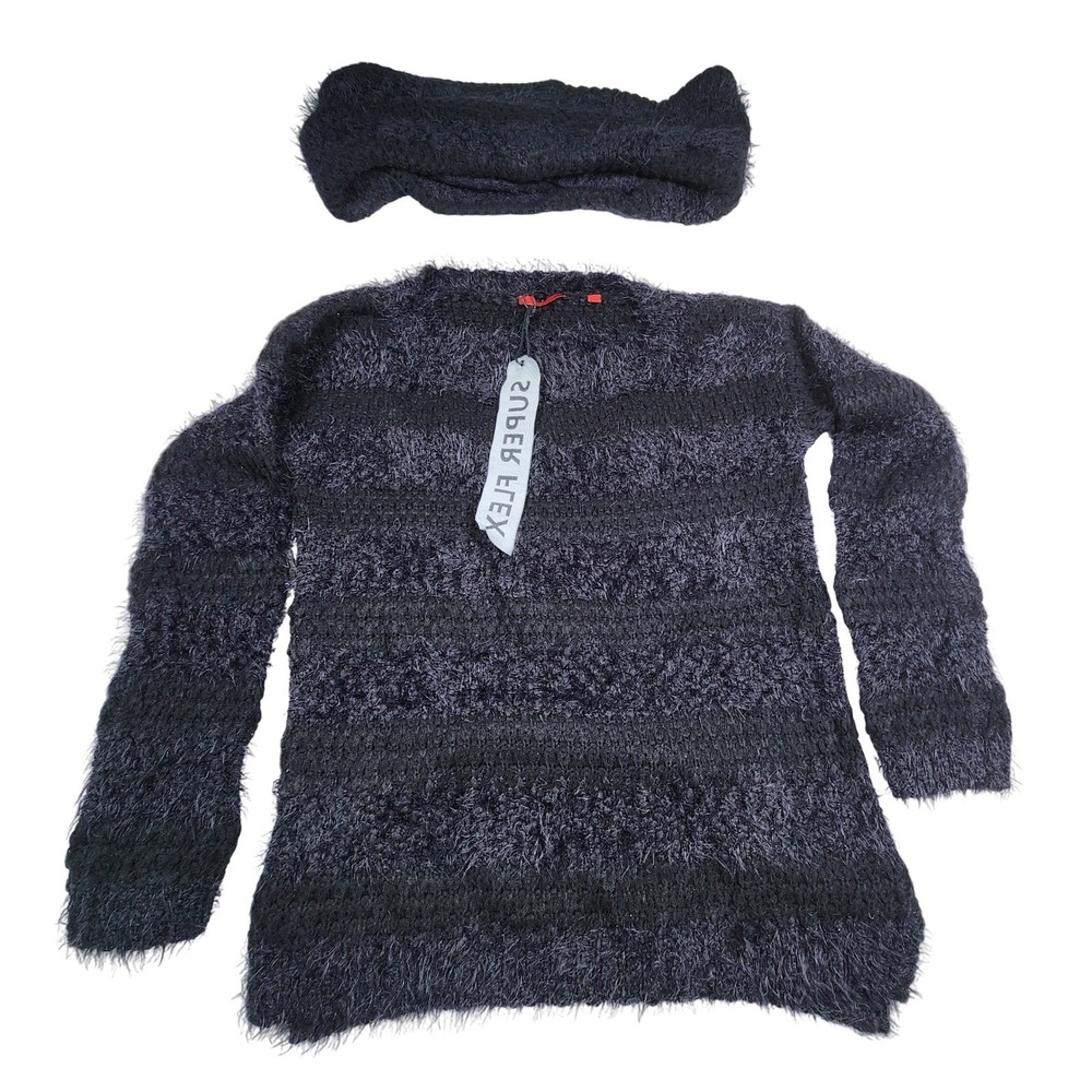 NWT Red Super Flex Fuzzy‎ Knit Sweater with Matching Headband - Women'sSmall